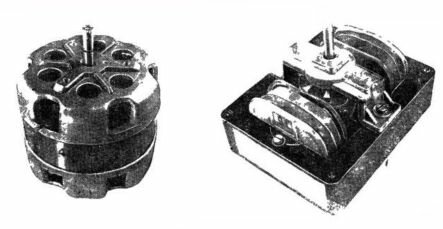  Слева - двигатель с цилиндтическим статором и неявно выраженными полюсами, справа - с прямоугольным статоом и явно выраженными полюсами