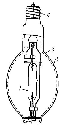 Двухэлектродная дуговая ртутная лампа